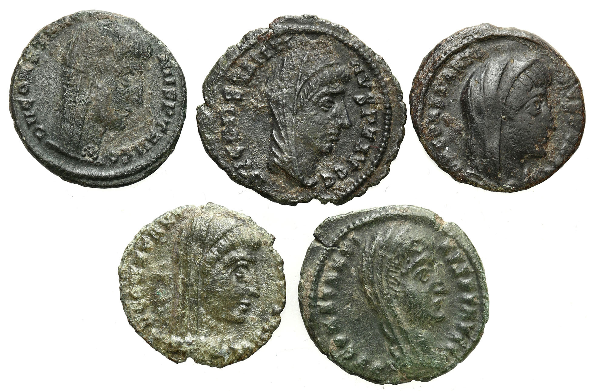Cesarstwo Rzymskie, Lot 5 sztuk Follisów, Konstantyn I Wielki 305 – 337 n. e.